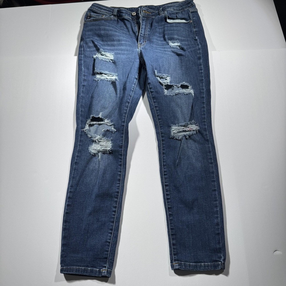 Kut from the Kloth Jeans Womens 32 (32x28) Blue Distressed Ripped Stretch Pants